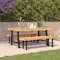 Flash Furniture Natural/Black Acacia Wood Slat Top Patio Table TT-TT01122-1A-NAT-GG - alternate 1